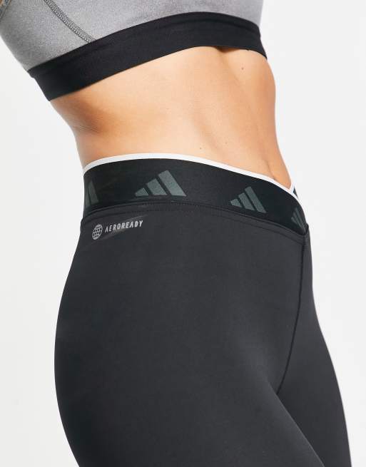 adidas Training Techfit crossover waistband 7/8 leggings in black