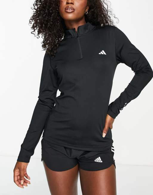 zip Techfit long half sleeve black | ASOS t-shirt Training in adidas