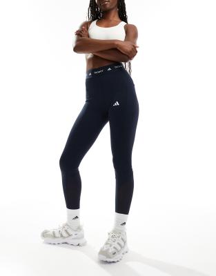 adidas Training - Techfit - Lang geschnittene Leggings in Blau mit Einstecktasche
