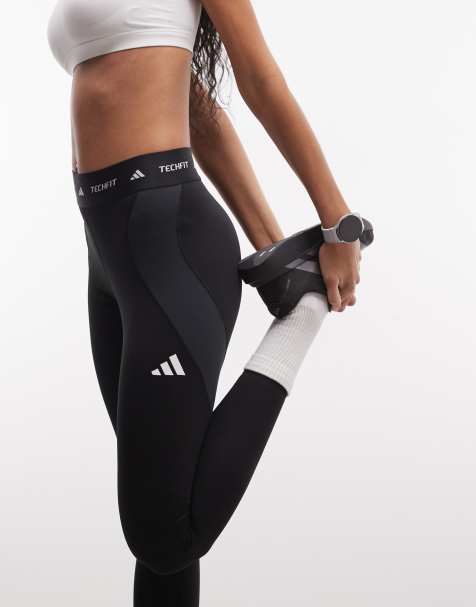 adidas Training – Techfit – Lange Leggings in Schwarz mit Farbblockdesign - view 1