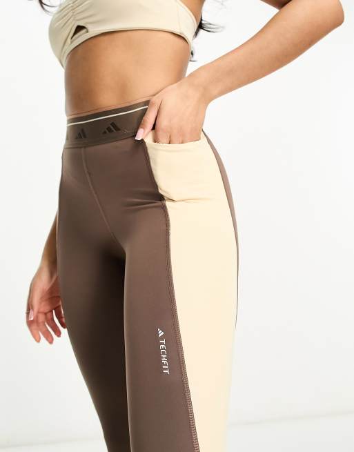 adidas Training Techfit Leggings color block marroni ASOS