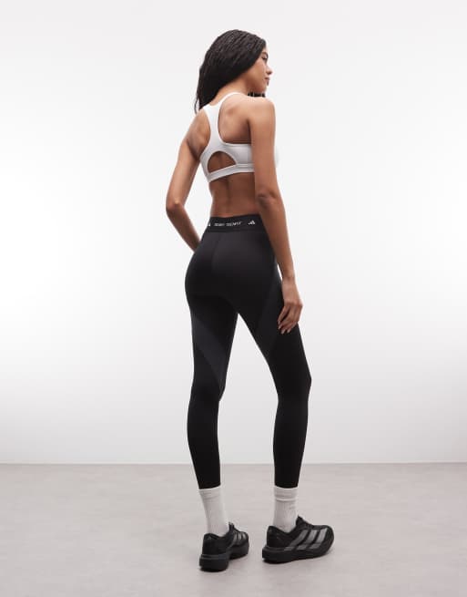 adidas - Training TechFit - Leggings lunghi neri colorblock, 2 di 5