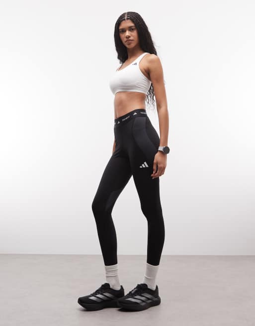 adidas - Training TechFit - Leggings lunghi neri colorblock, 4 di 5