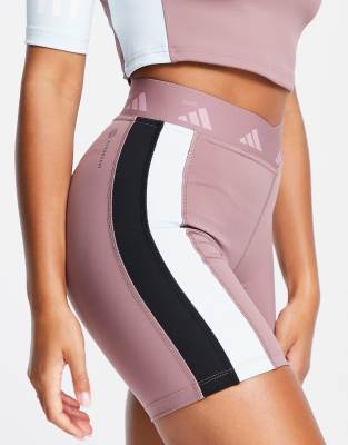 adidas Training – Techfit – Legginsy z wysokim stanem i bordowymi, czarnymi i niebieskimi blokami kolorów