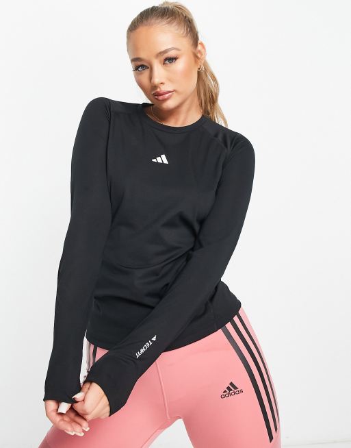 Adidas long sleeve top womens sale black