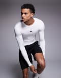 [adidas performance] adidas Training Techfit long sleeve top in white XL WHITE