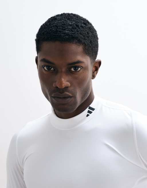adidas Training TechFit long sleeve top in white, 2 of 5