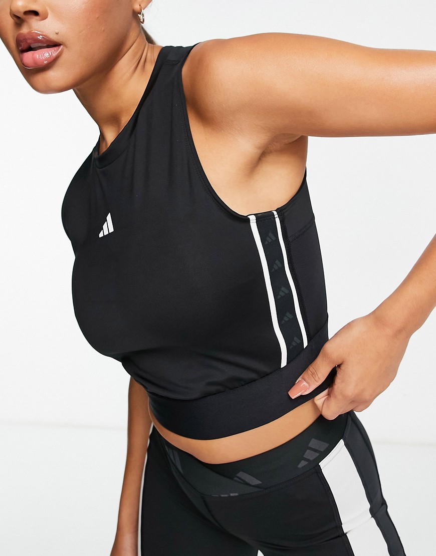 adidas Training Techfit sleeveless crop top in black