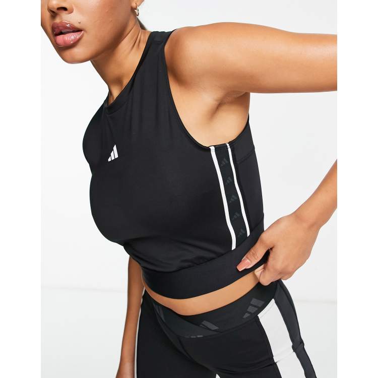 adidas AEROREADY Made for Training 3-Stripes Crop Tank Top - Black