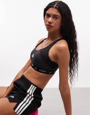 adidas Training - Techfit - Sport-BH in Schwarz mit Farblock-Design und mittlerer Stützkraft