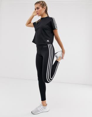 adidas Training three stripe leggings 