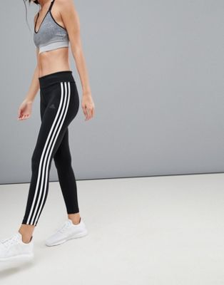 adidas black 3 stripe leggings