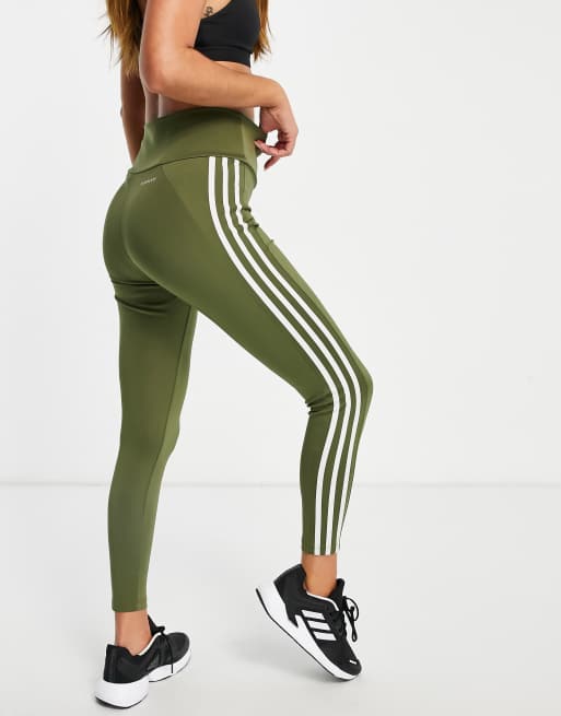 Adidas Originals 3-stripes Trefoil Leggings - Khaki - Womens from