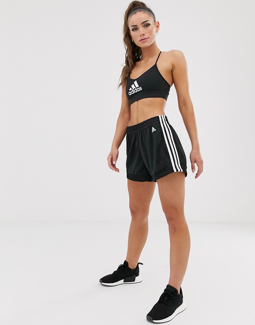 Adidas Performance - Adidas training three stripe shorts in black