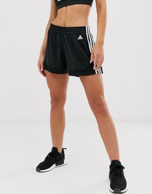 adidas training three stripe shorts in black