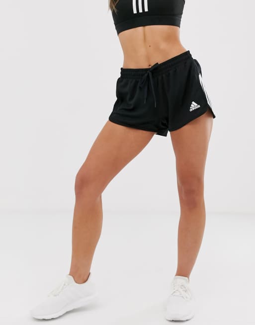 Adidas training three stripe shorts sale in black