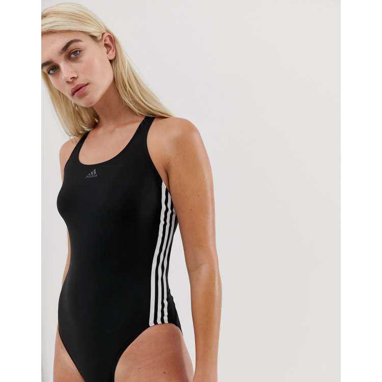 adidas 3-Stripes Swim Suit (Plus Size) - Black