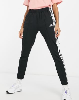 adidas training 3 stripe tiro joggers in black