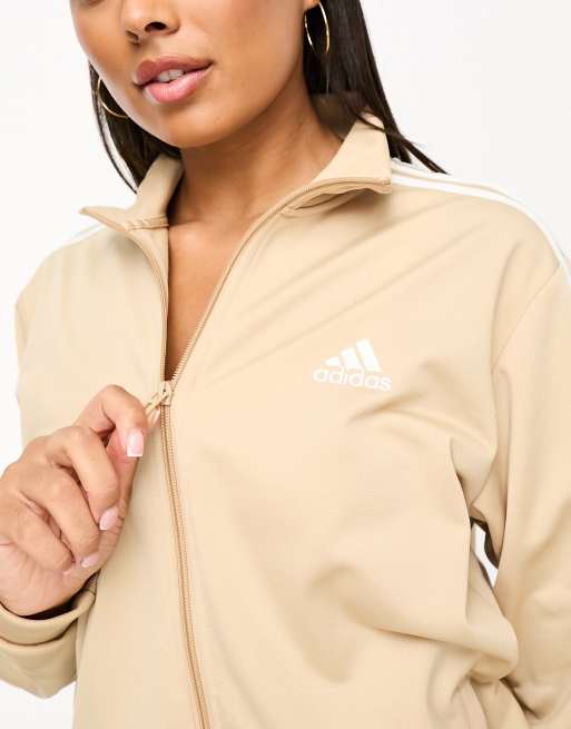 【adidas】Originals three stripe track jacket in beige adidas Originals three stripe track jacket in beige | ASOS
