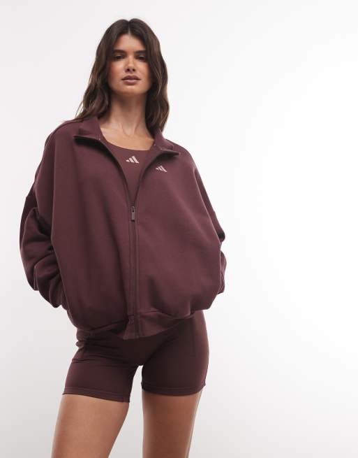 adidas Training Three Stripes Studios bluza dresowa w kolorze burgundowym, 2 z 4