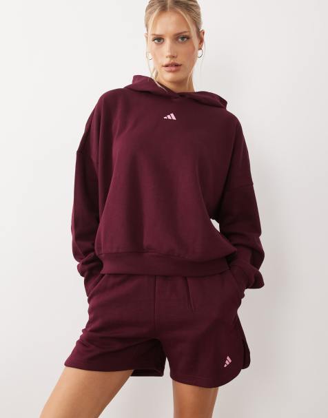 adidas Training – Three Stripes Studios – Jersey-Shorts in Burgunderrot und Rosa - view 1