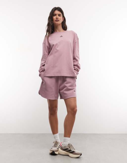 adidas Training Three Stripes Studios Long Sleeve Top in lilac, 2 of 4