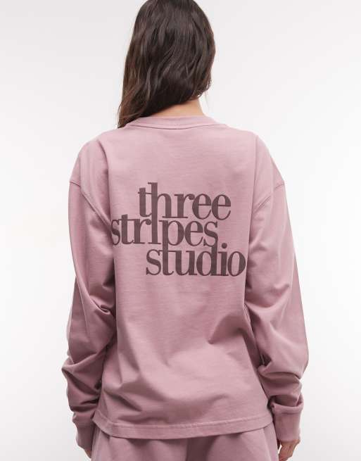 adidas Training Three Stripes Studios Long Sleeve Top in lilac, 4 of 4
