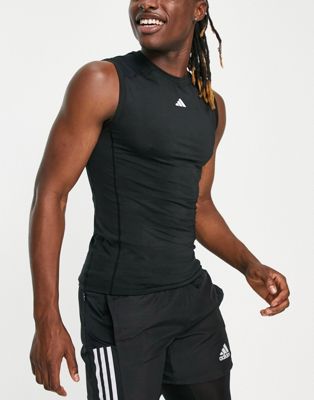 adidas Training tight fit sleeveless t-shirt in black  - ASOS Price Checker