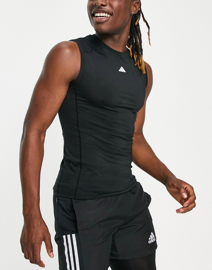 adidas Training tight fit sleeveless t-shirt in black