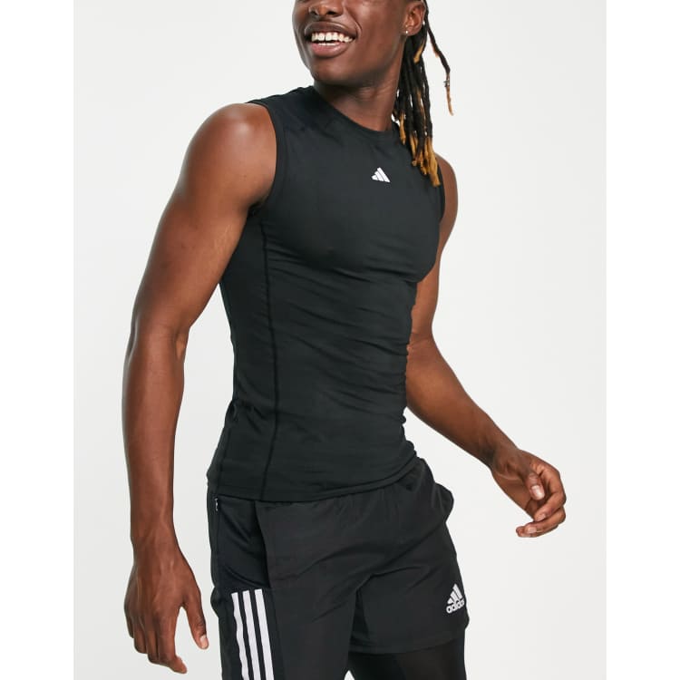 adidas TechFit Training Sleeveless Tee Black Men Football Sport