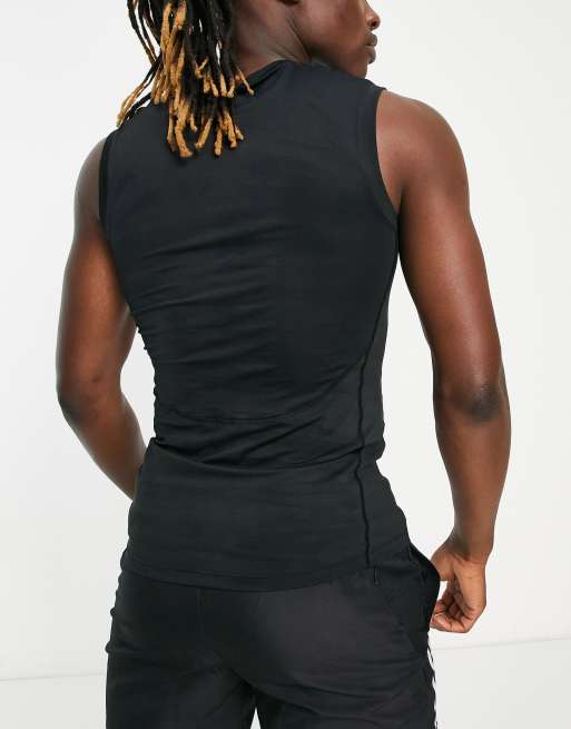 adidas Training tight fit sleeveless t-shirt in black