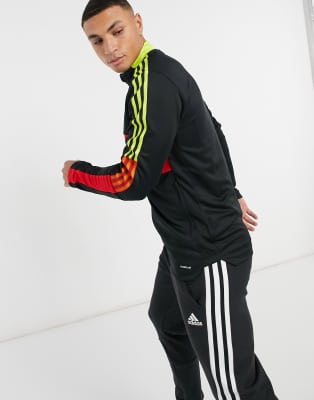 adidas training 3 stripe tiro tracksuit in black