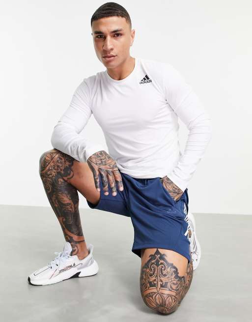 adidas - Training - Top a maniche lunghe con base layer in Techfit bianco
