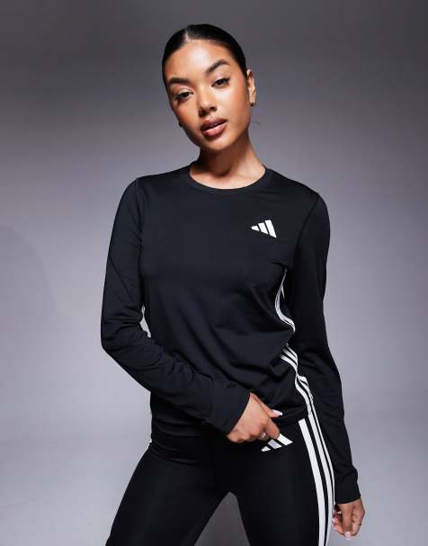 adidas - Training - Top a maniche lunghe nero con 3 strisce - view 1