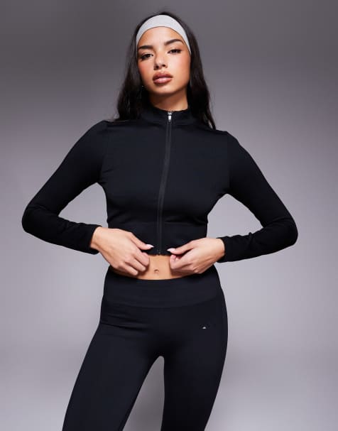 adidas Training - Top sportivo in maglia nero con zip - view 1