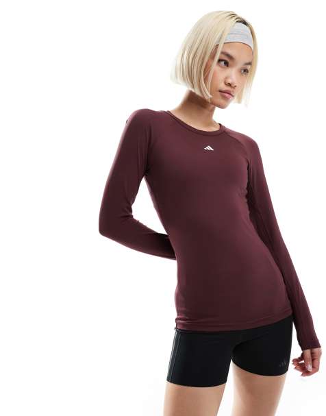 adidas Training - Top tecnico a maniche lunghe bordeaux - view 1