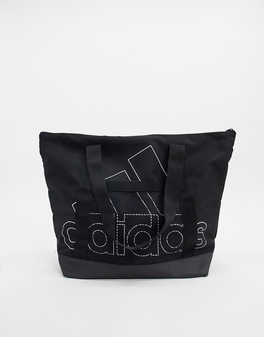 Adidas Training tote bag in black with mesh detail
