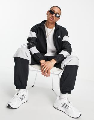 adidas black and white track suit