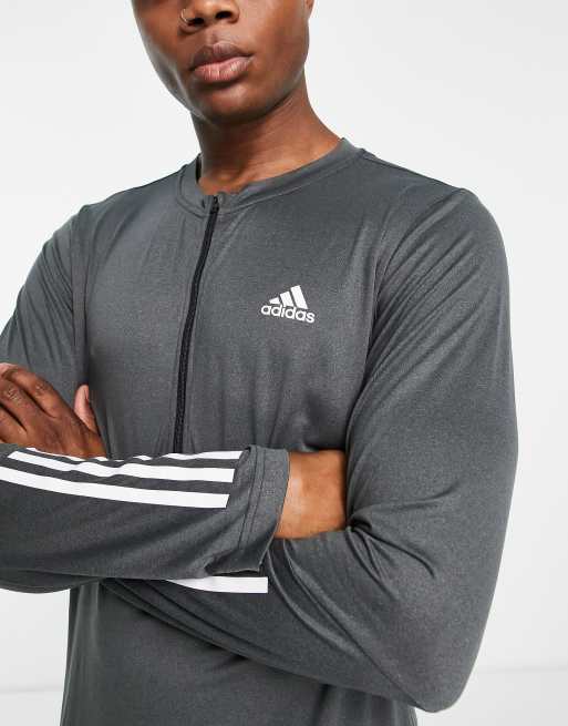 adidas Training Train 365 1 4 zip long sleeve t shirt in black ASOS