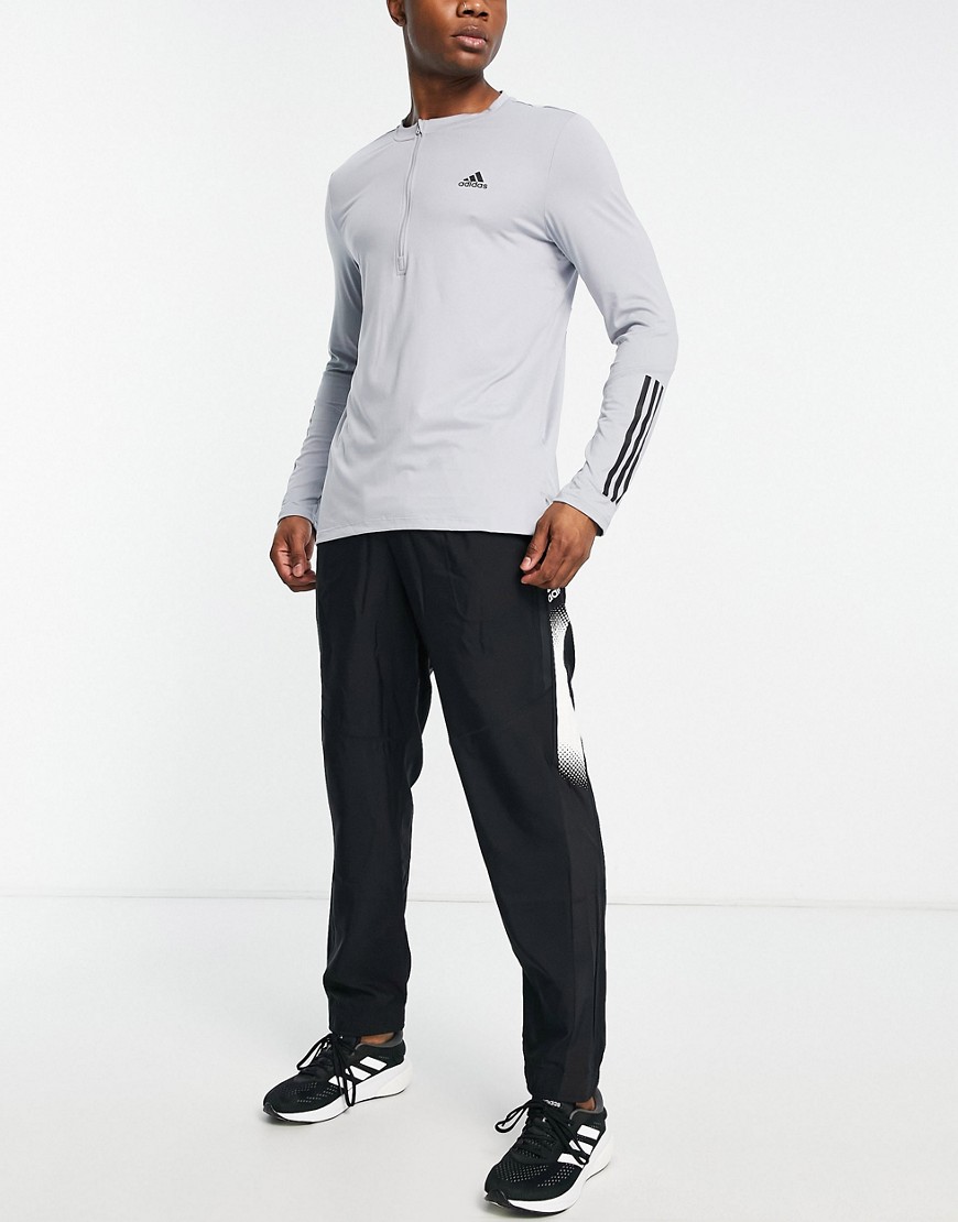 Adidas Training Train 365 1/4 zip long sleeve t-shirt in gray