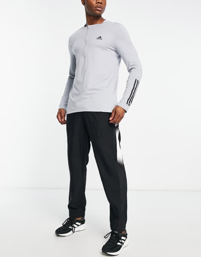 adidas Training Train 365 1/4 zip long sleeve t-shirt in gray