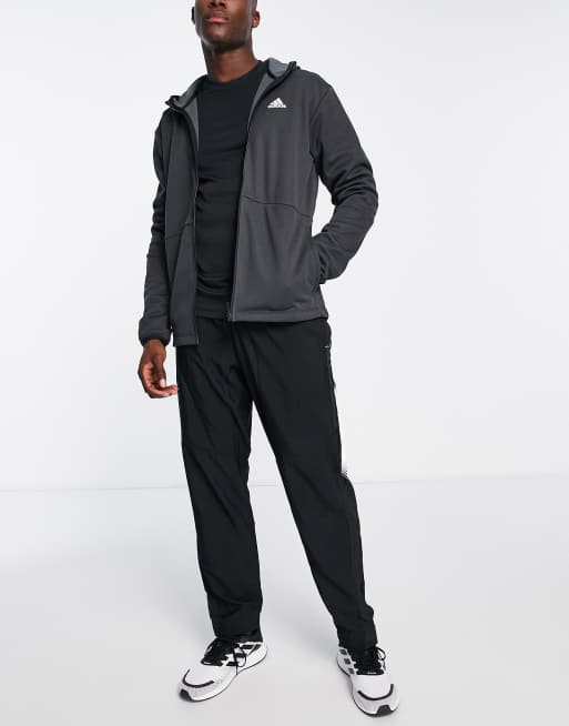 adidas - Training Train 365 - Felpa con cappuccio nera con zip integrale