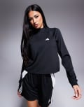 [adidas performance] adidas Training Train Essentials 1/4 zip top in black L BLACK