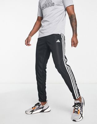 adidas Training Train Essentials 3 stripe joggers in black