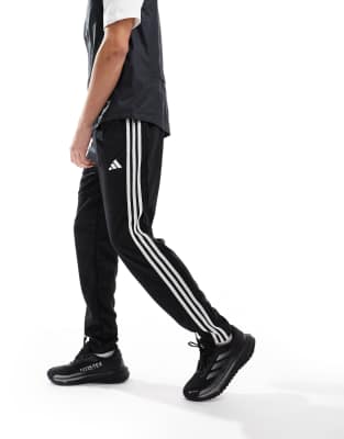 asos adidas Training Train Essentials 3 stripe joggers in black