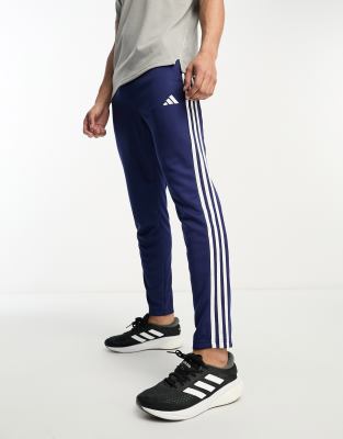 adidas Training Train Essentials 3 stripe joggers in navy | ASOS