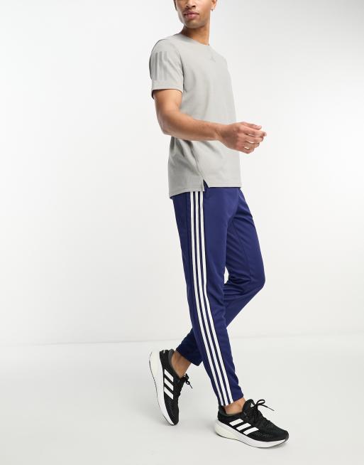 adidas Training Train Essentials 3 stripe joggers in navy ASOS