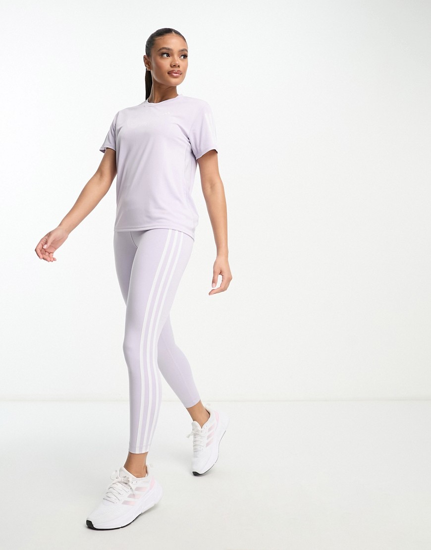adidas Training Train Essentials 3 stripe leggings in lilac-Grey