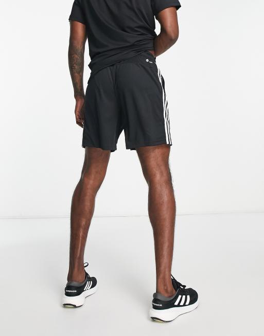 adidas Training 3 stripe shorts in black