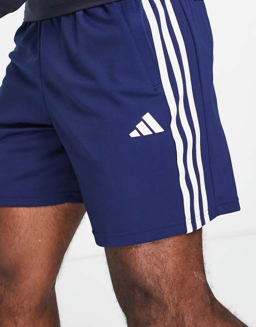 adidas Training Train Essentials 3 stripe shorts in navy | ASOS